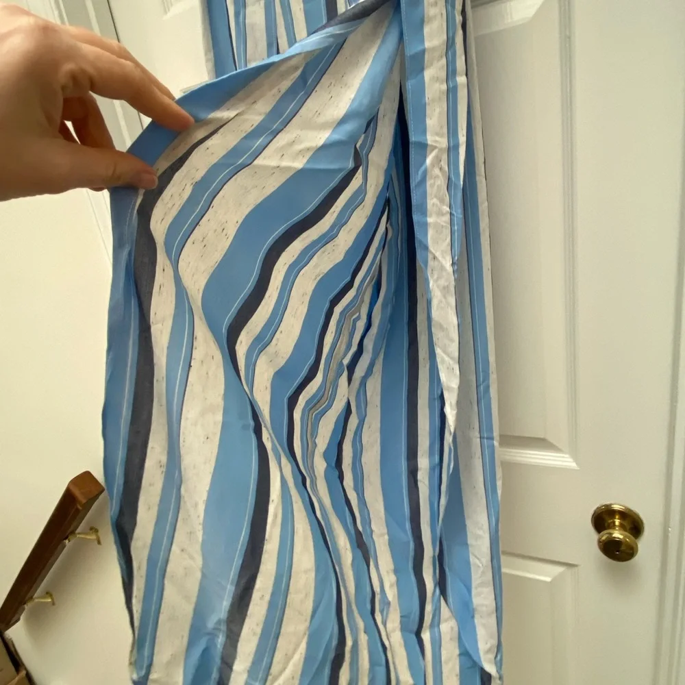 DREW Blue and White Striped Split Pants - Large